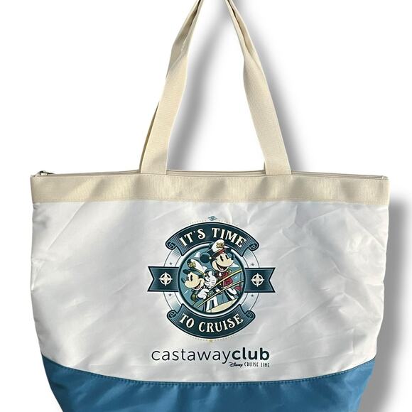 Disney Cruise Line Castaway Club Tote Bag Time To Cruise Full Zip Pocket Mickey - Picture 2 of 11